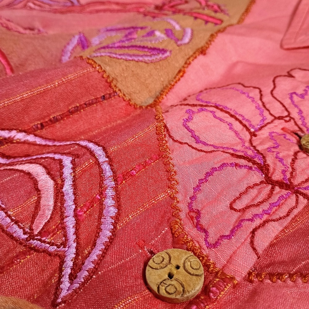 Coldwater Creek Artisan Asian Style Patchwork Embroidered Jacket Womens M... - Picture 2 of 10